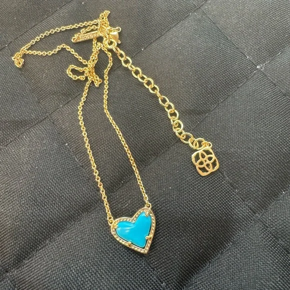 Kendra Scott Jewelry Gold And Blue Heart Pendant Necklace